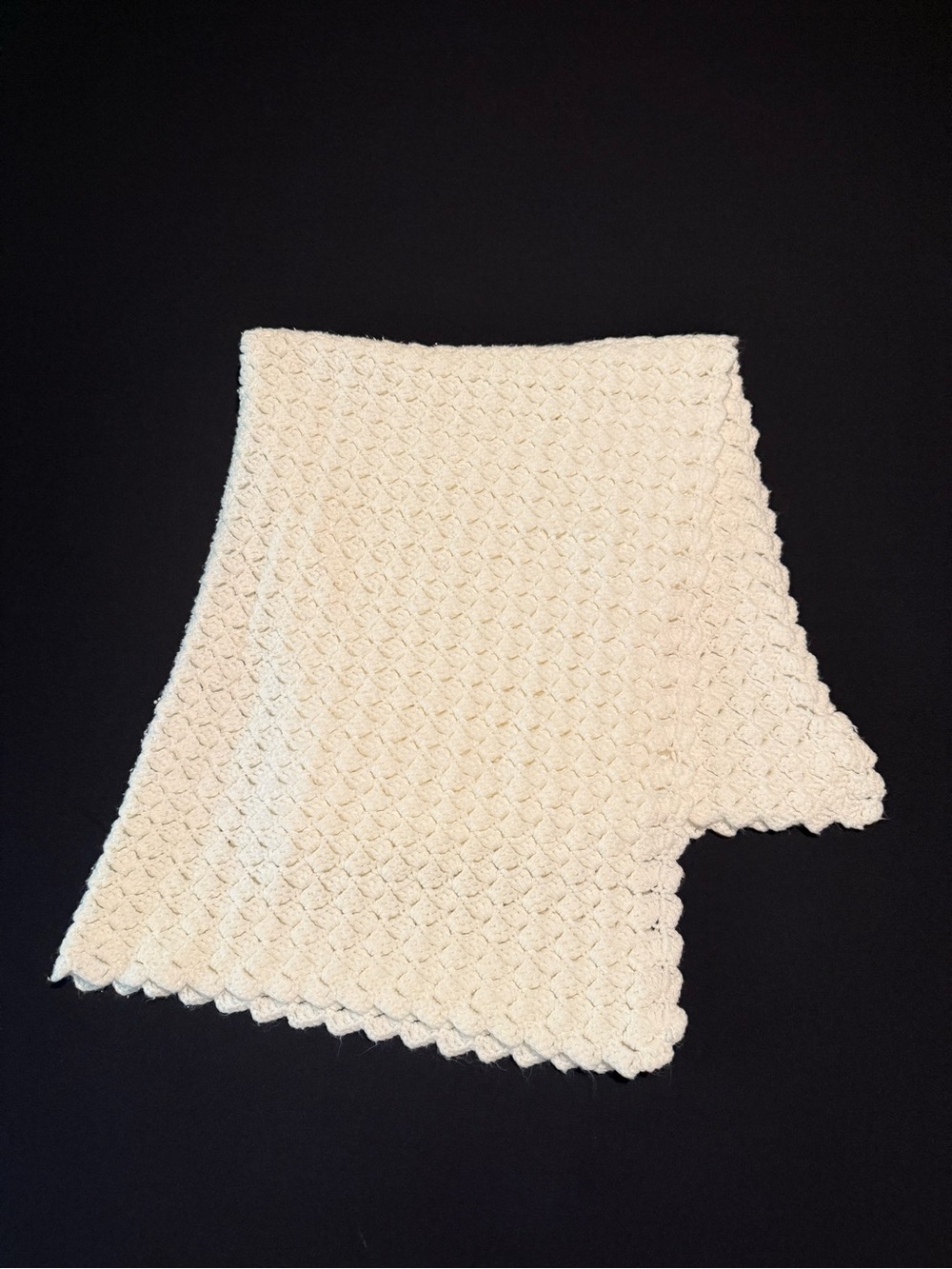 Handcrafted White ‎ Crochet Baby Blanket